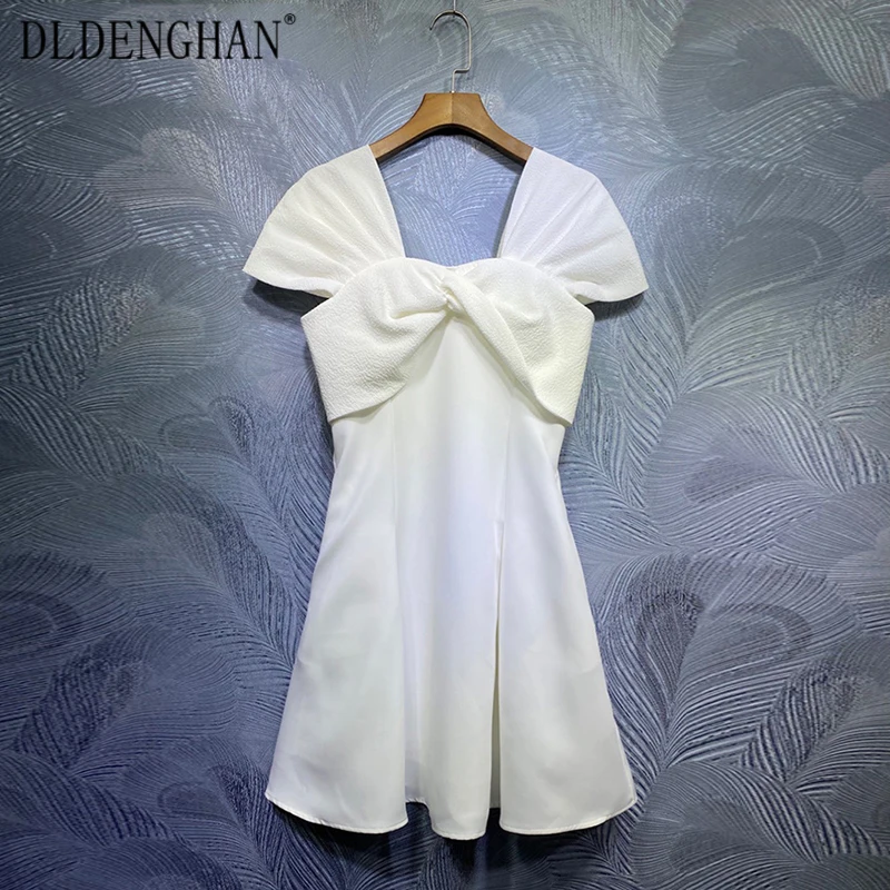 DLDENGHAN Fashion Solid Color Summer Dress Women's Square Collar Bow Short Sleeve Dresses Designer New
DLDENGHAN Fashion Solid Color Summer Dress Women's Square Collar Bow Short Sleeve Dresses Designer New
