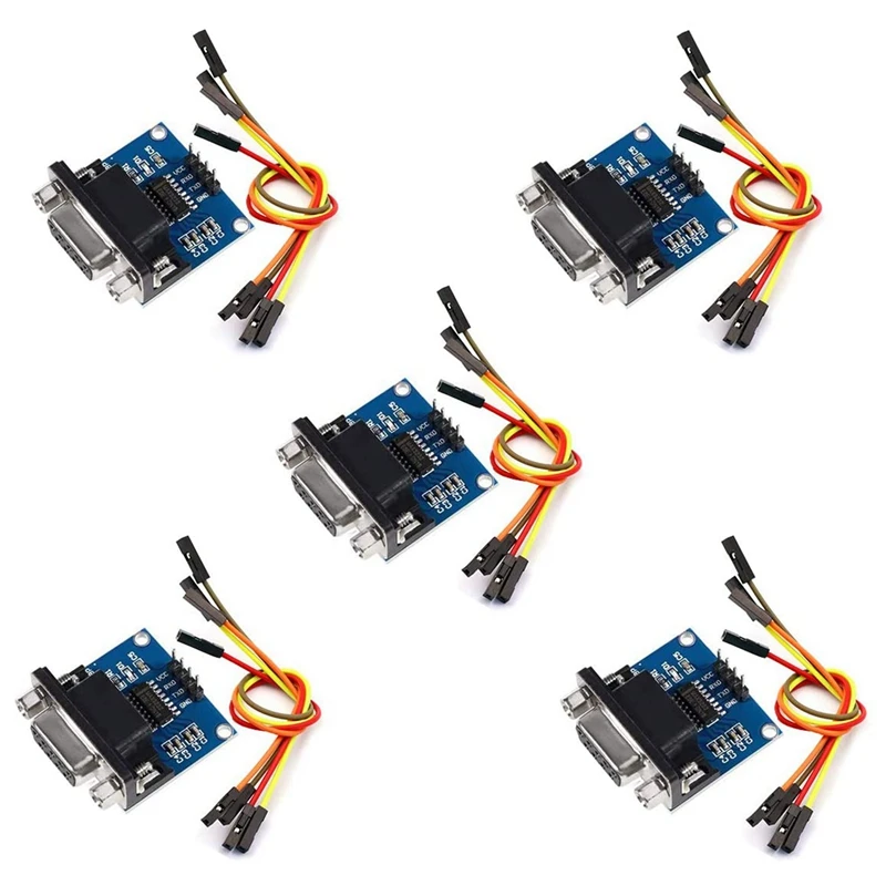 5 Pcs MAX3232 3.3V to 5V DB9 Female RS232 Serial Port to TTL Converter Module Root Connector for Equipment Upgrades
5 Pcs MAX3232 3.3V to 5V DB9 Female RS232 Serial Port to TTL Converter Module Root Connector for Equipment Upgrades