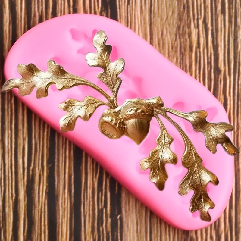 Acorn Leaves Border Silicone Molds Cupcake Topper Fondant Mold Cake Decorating Tools Nut Chocolate Gumpaste Candy Clay Moulds | Дом и сад