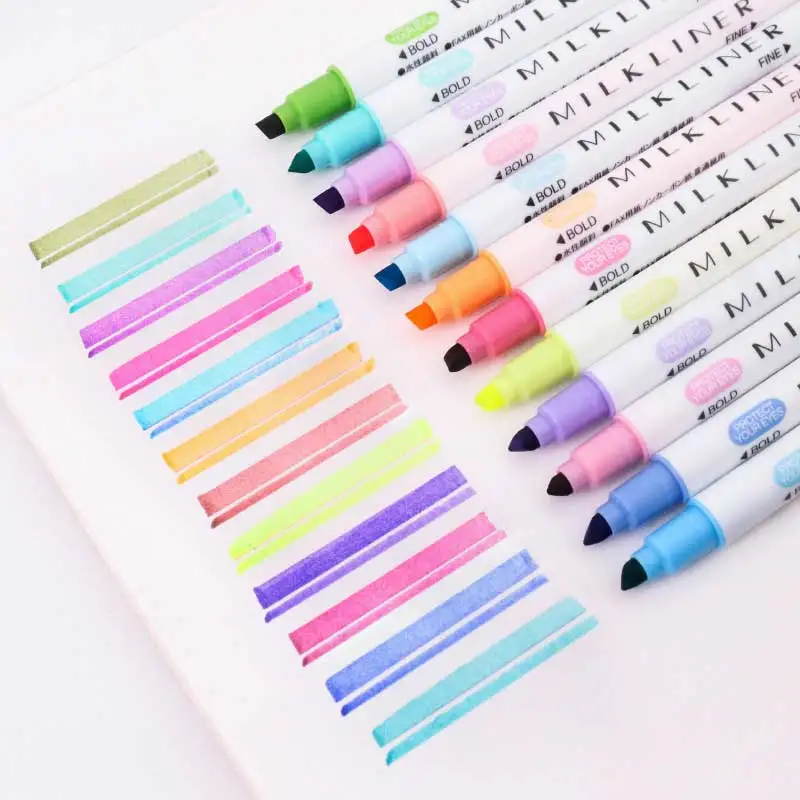 12 Colors/set Cute Milk Liner Pens Highlighter Dual Double Headed Fluorescent Pen Drawing Marker Pen Stationery Highlighter
12 Colors/set Cute Milk Liner Pens Highlighter Dual Double Headed Fluorescent Pen Drawing Marker Pen Stationery Highlighter