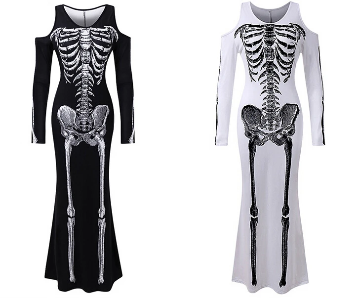 2020 Halloween cosplay performance costume skull dress round neck long sleeve dress 
2020 Halloween cosplay performance costume skull dress round neck long sleeve dress