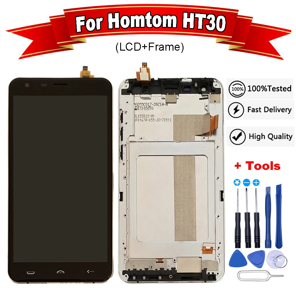 Для 5 дюймов Homtom HT30 ЖК дисплей Дисплей + сенсорный экран Экран 100% оригинал
