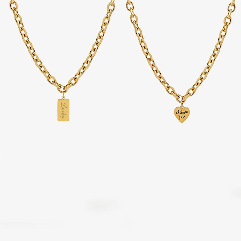 Romantic Square Heart Letter Necklace for Women Statement Chain Stainless Steel Jewelry Charm Collier Acier Inoxydable Femme
Romantic Square Heart Letter Necklace for Women Statement Chain Stainless Steel Jewelry Charm Collier Acier Inoxydable Femme