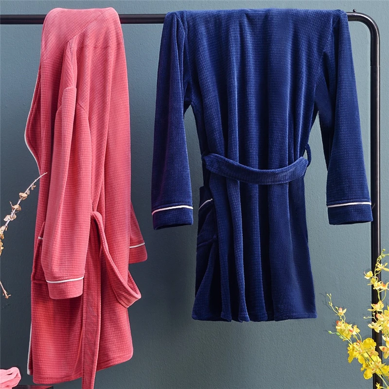 Oversize Nightgown Thick Men Robe Winter New Flannel Sleepwear Kimono Bathrobe Gown Soft Coral Fleece Nightwear Home Clothes | Мужская
