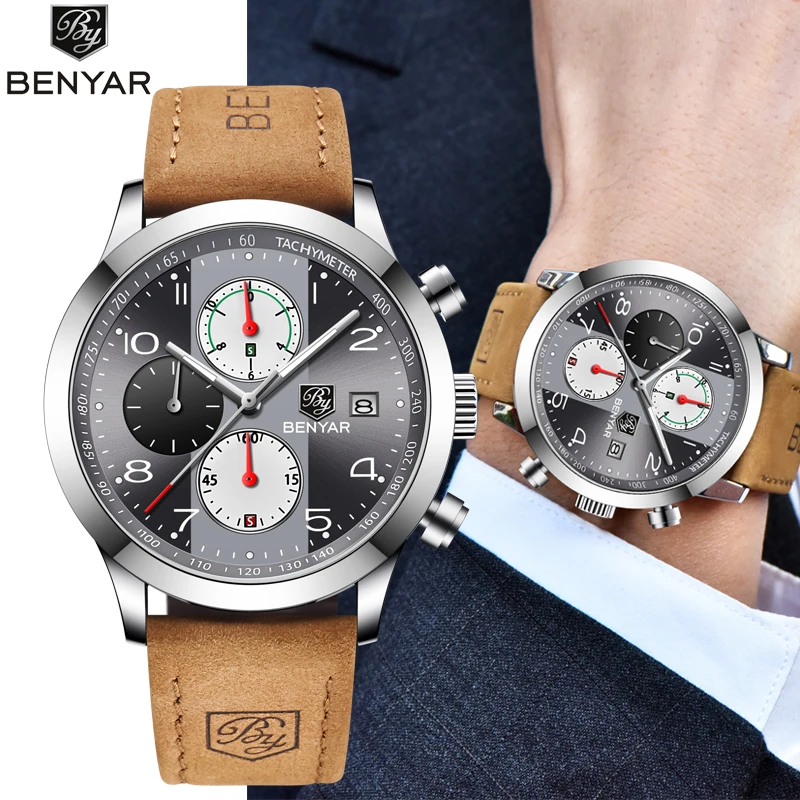 BENYAR 2019 новые модные спортивные часы с хронографом мужские брендовые деловые