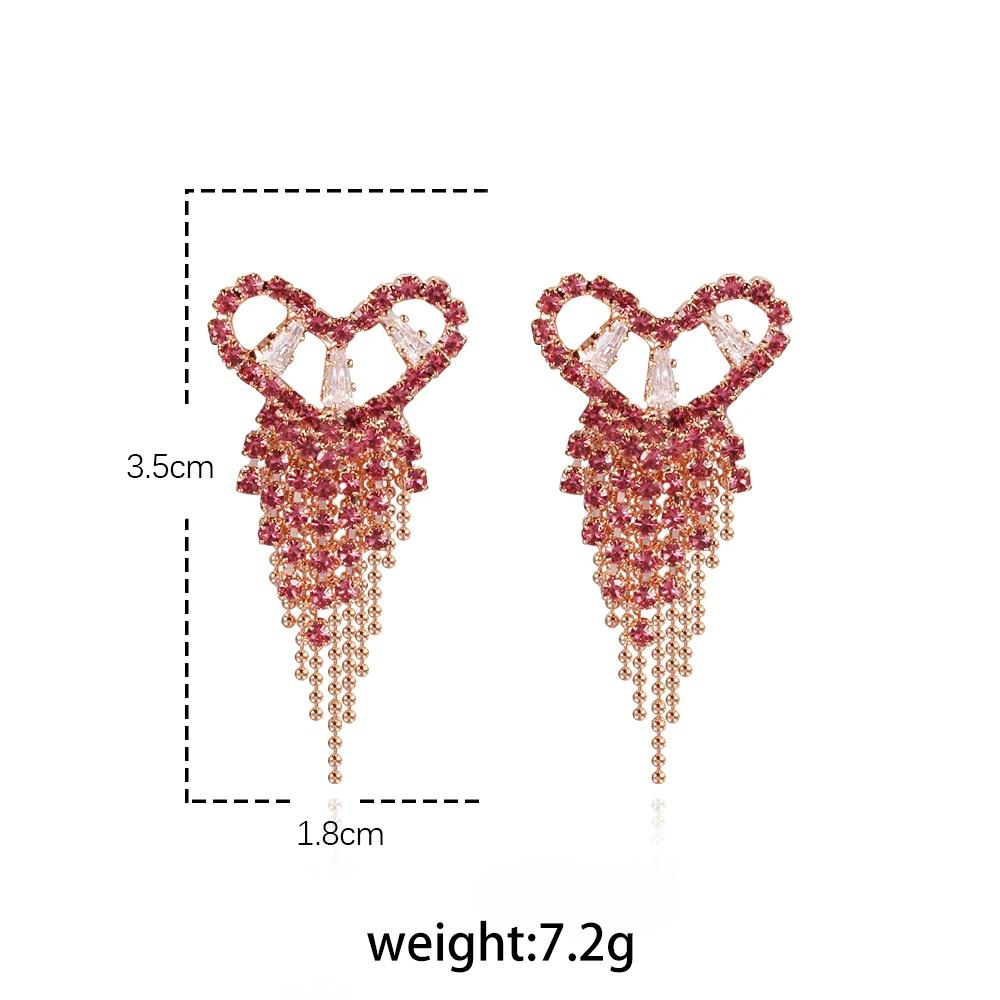 Women Earrings Full Of Zircon Short Tassel Heart-shaped Earrings Banquet Engagement Earrings To Give Girlfriend A Birthday Gift
Women Earrings Full Of Zircon Short Tassel Heart-shaped Earrings Banquet Engagement Earrings To Give Girlfriend A Birthday Gift