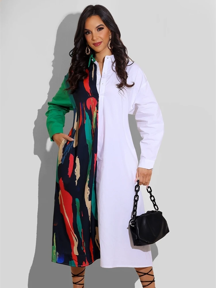 Long Shirt Dress Women Autumn Casual Loose Outfits 2021 Fashion Contrast Color Patchwork Dresses Button Up Streetwear Plus Size
Long Shirt Dress Women Autumn Casual Loose Outfits 2021 Fashion Contrast Color Patchwork Dresses Button Up Streetwear Plus Size