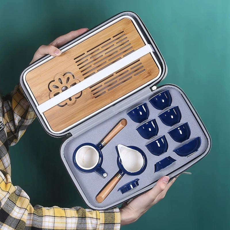 Kung fu tea set travel bag set simple living room ceramic teapot teacup portable visitor office tea set 
Kung fu tea set travel bag set simple living room ceramic teapot teacup portable visitor office tea set