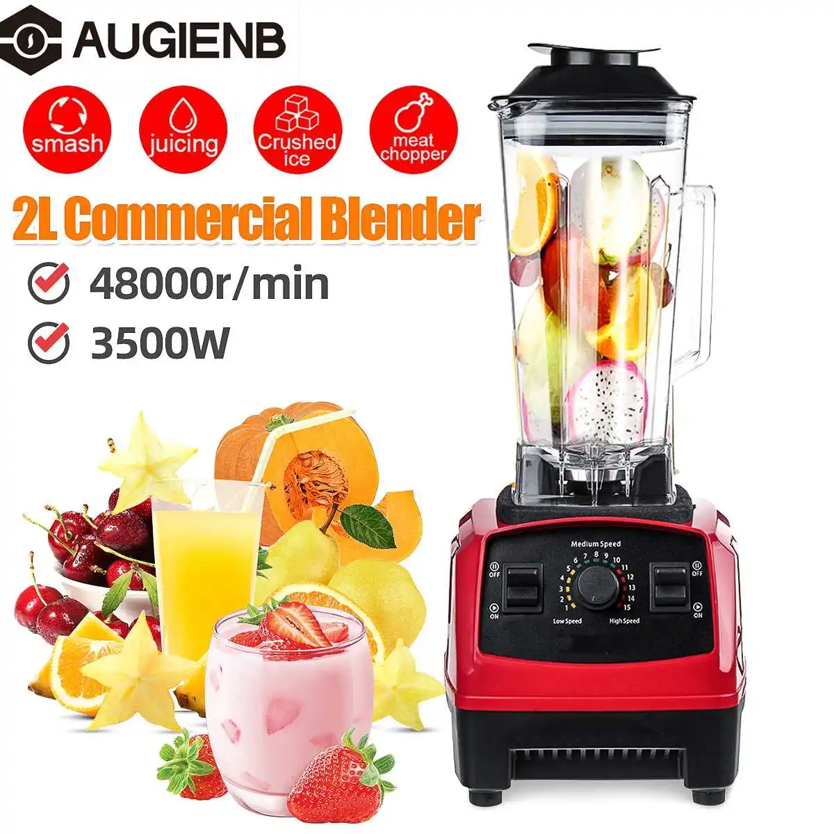 3500W Professional Smart Timer Pre-programed Blender Mixer Juicer Food Processor Ice Smoothies Crusher Warranty BPA Free 2L
3500W Professional Smart Timer Pre-programed Blender Mixer Juicer Food Processor Ice Smoothies Crusher Warranty BPA Free 2L