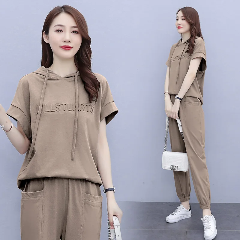 Модный костюм с короткими рукавами комплект: топ с капюшоном и тонкие штаны с карманами; Комплект из двух предметов размера плюс, женская од...
Модный костюм с короткими рукавами комплект: топ с капюшоном и тонкие штаны с карманами; Комплект из двух предметов размера плюс, женская од...