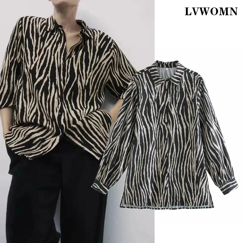 LVWOMN Za Blouse Women 2021Fashion Animal Print Loose Casual Blouses Vintage Long Sleeve Office Plus Size Female Shirts Chic Top
LVWOMN Za Blouse Women 2021Fashion Animal Print Loose Casual Blouses Vintage Long Sleeve Office Plus Size Female Shirts Chic Top