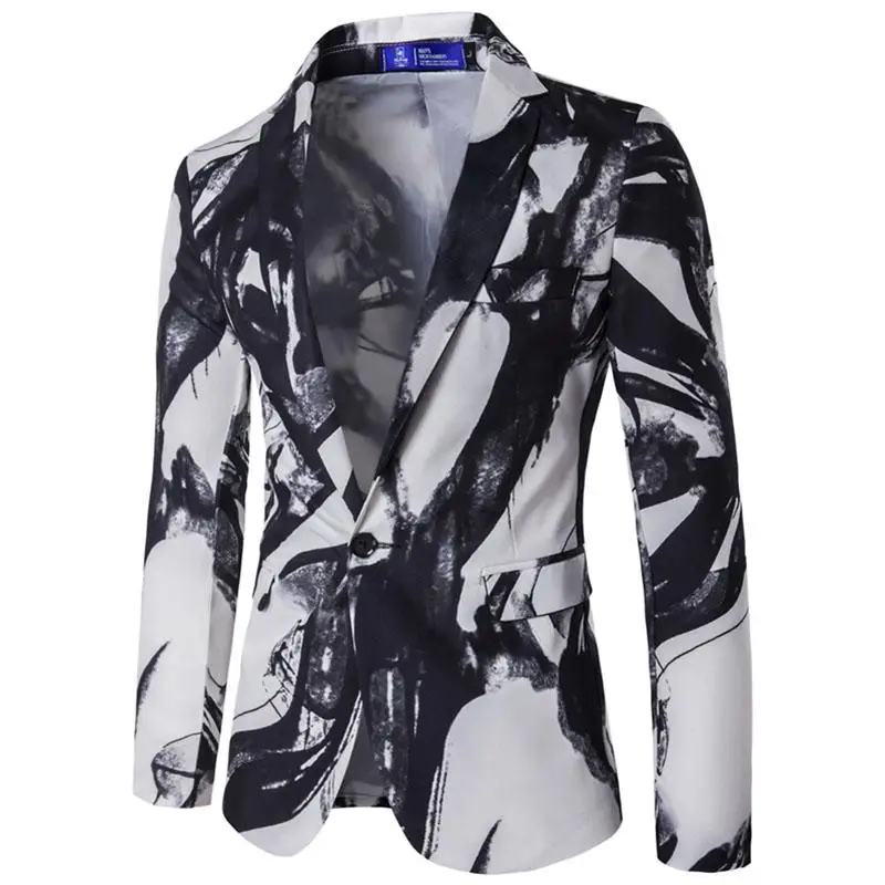 Wholesale- Male Europe and the United States style Suit Blazer Single Button Mens Blazer Jacket Ink Painting Vintage Suits dress
Wholesale- Male Europe and the United States style Suit Blazer Single Button Mens Blazer Jacket Ink Painting Vintage Suits dress