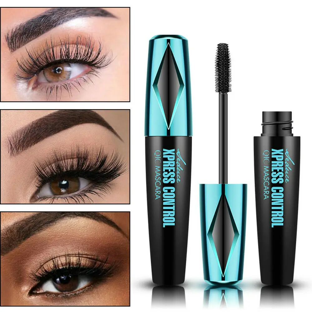 

QIC Black 4D Eyelash Silk Fiber Mascara Extension Waterproof Eye-Lashes Make-up Tool Black Thick Lengthening Eye Lashes Cosmeti