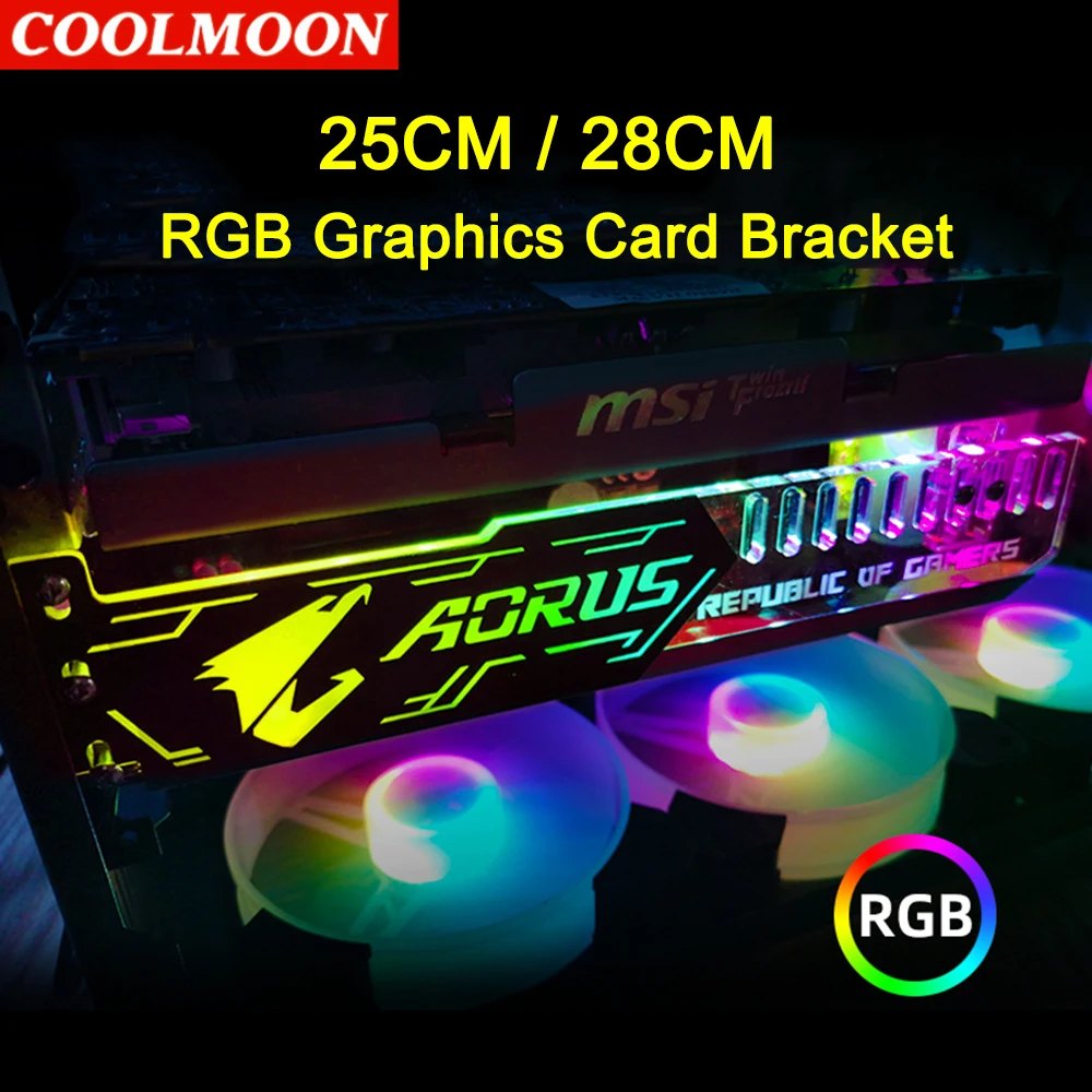 Кронштейн для видеокарты Coolmoon маленький 4-контактный кронштейн со светодиодной
