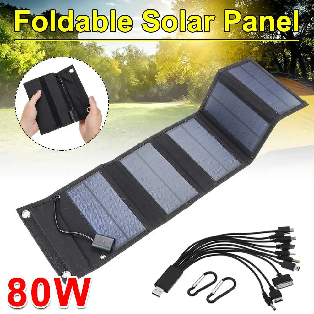 80W Foldable Solar Panel 10 in 1 USB Solar Cell Portable Folding Solar Panel Charger for Outdoor Mobile Power Battery Charger
80W Foldable Solar Panel 10 in 1 USB Solar Cell Portable Folding Solar Panel Charger for Outdoor Mobile Power Battery Charger