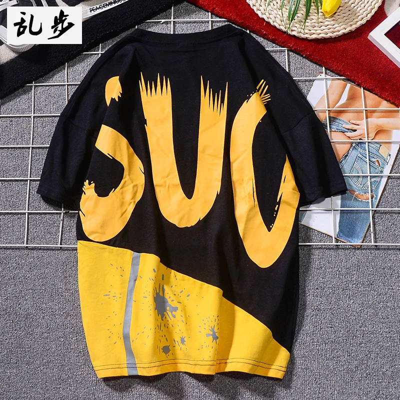 Fashion Loose Short Sleeve T-shirt Men's 2019 Summer Clothes Contrast Men's Short Sleeve Fashion Rapper Clothing NN50DX 
Fashion Loose Short Sleeve T-shirt Men's 2019 Summer Clothes Contrast Men's Short Sleeve Fashion Rapper Clothing NN50DX