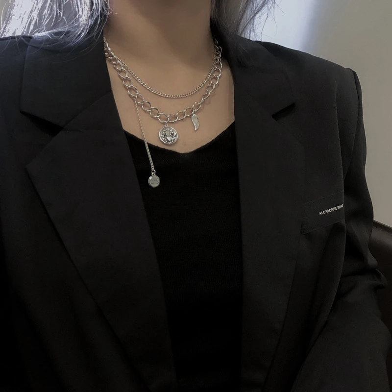 POTCET Women's Stainless Steel Angel Feather Steel Necklace Pendant Clavicle Chain Geometric Fashion Hip Hop Party Jewelry
POTCET Women's Stainless Steel Angel Feather Steel Necklace Pendant Clavicle Chain Geometric Fashion Hip Hop Party Jewelry