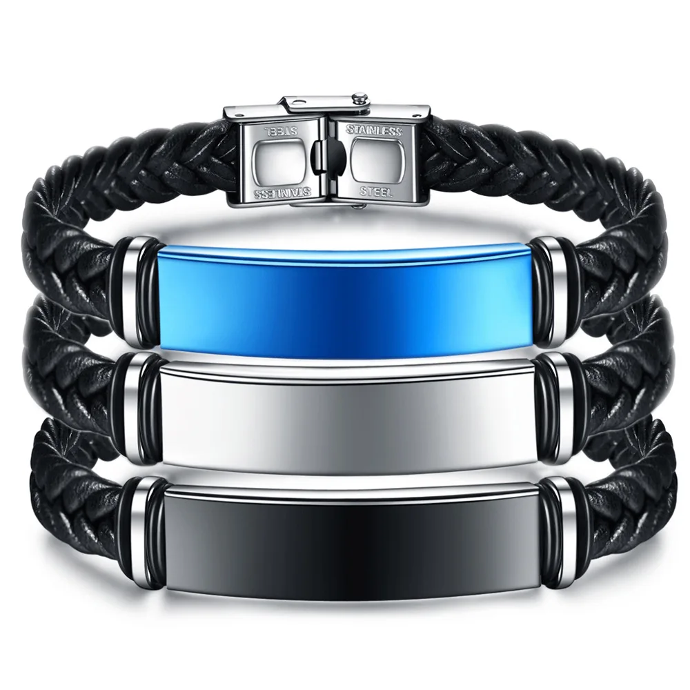 VIMIO Leather Rope Bracelet Stainless Steel Leather Braided Leather Bracelet Simple Laser Laser Titanium Steel Bracelet
VIMIO Leather Rope Bracelet Stainless Steel Leather Braided Leather Bracelet Simple Laser Laser Titanium Steel Bracelet