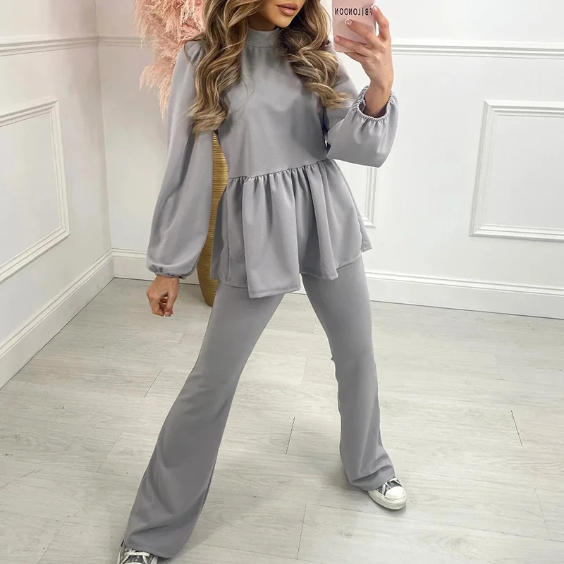 2021 Fashion Spring O Neck Puff Sleeve Suits Women Elegant Ruffles Casual Solid Suit Women Loose Full Length Suits Ladies
2021 Fashion Spring O Neck Puff Sleeve Suits Women Elegant Ruffles Casual Solid Suit Women Loose Full Length Suits Ladies