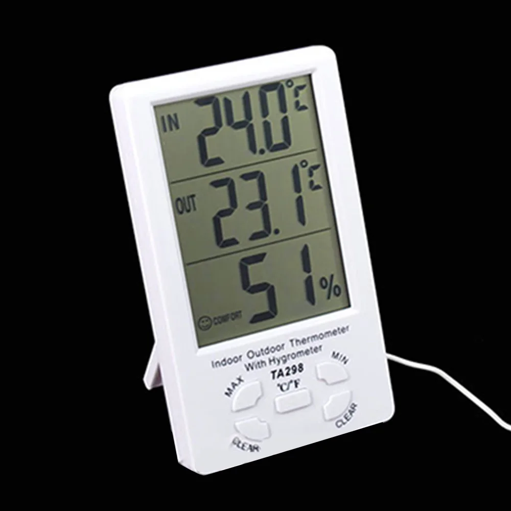 

High Quality KTJ TA298 Indoor/Outdoor Thermometer Hygrometer Meter Humidity Digital LCD Testing Home Accessories