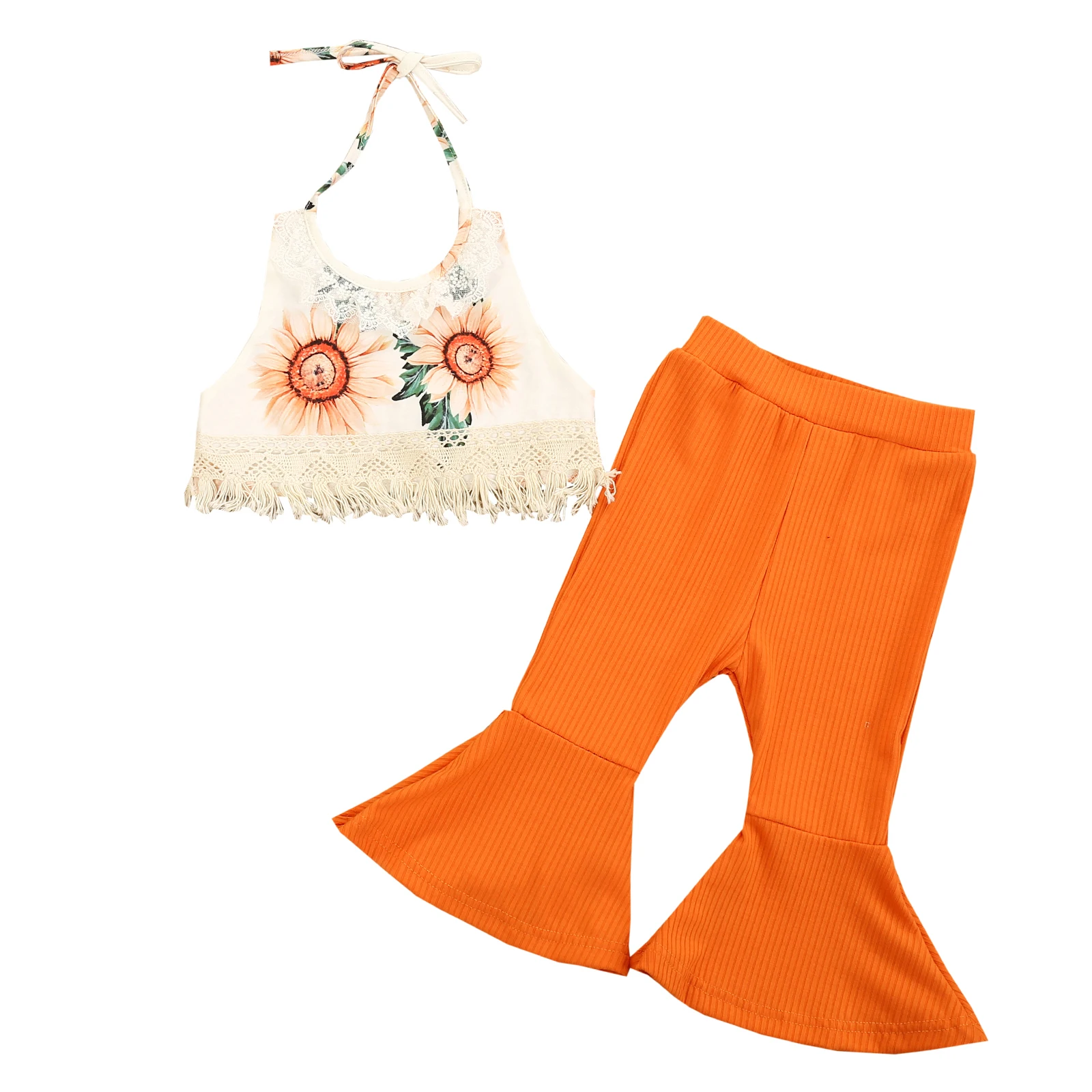 2-7Y Lovely Kids Girl’s Summer Clothes Sets Fashion Simple Sweet Sunflower Halter Tops Solid Color Trumpet Flare Pants
2-7Y Lovely Kids Girl’s Summer Clothes Sets Fashion Simple Sweet Sunflower Halter Tops Solid Color Trumpet Flare Pants