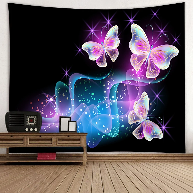 

Психоделическая искусственная фотография, хиппи, подвесная настенная ткань, дешевое искусство, луна, бабочки, Фотофон
