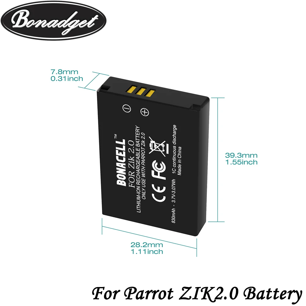 Bonadget 2pack Replacement 3.7v Li-ion 830mAh For Parrot Zik 2.0 3.0 Wireless Bluetooth Headset MCELE00254 MH46671 Battery | Электроника