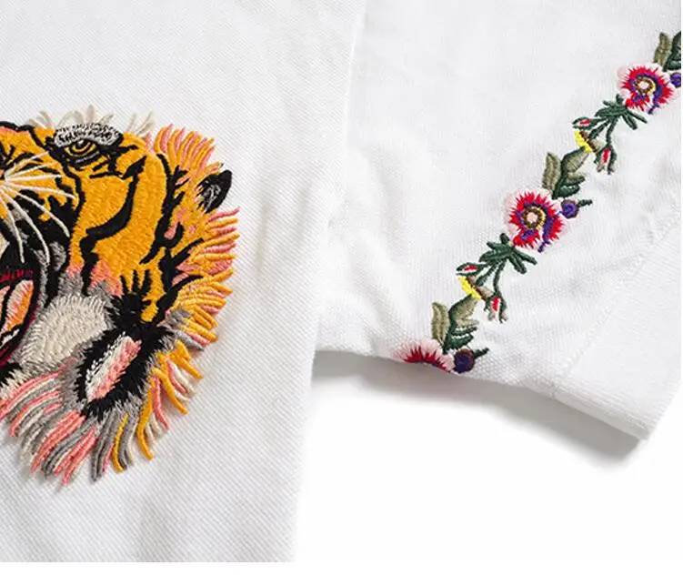 

High New Novelty 2021 unisex Embroidery Double tiger head flowers Fashion Polo Shirts Shirt Skateboard Cotton Polos Top Tee #C37