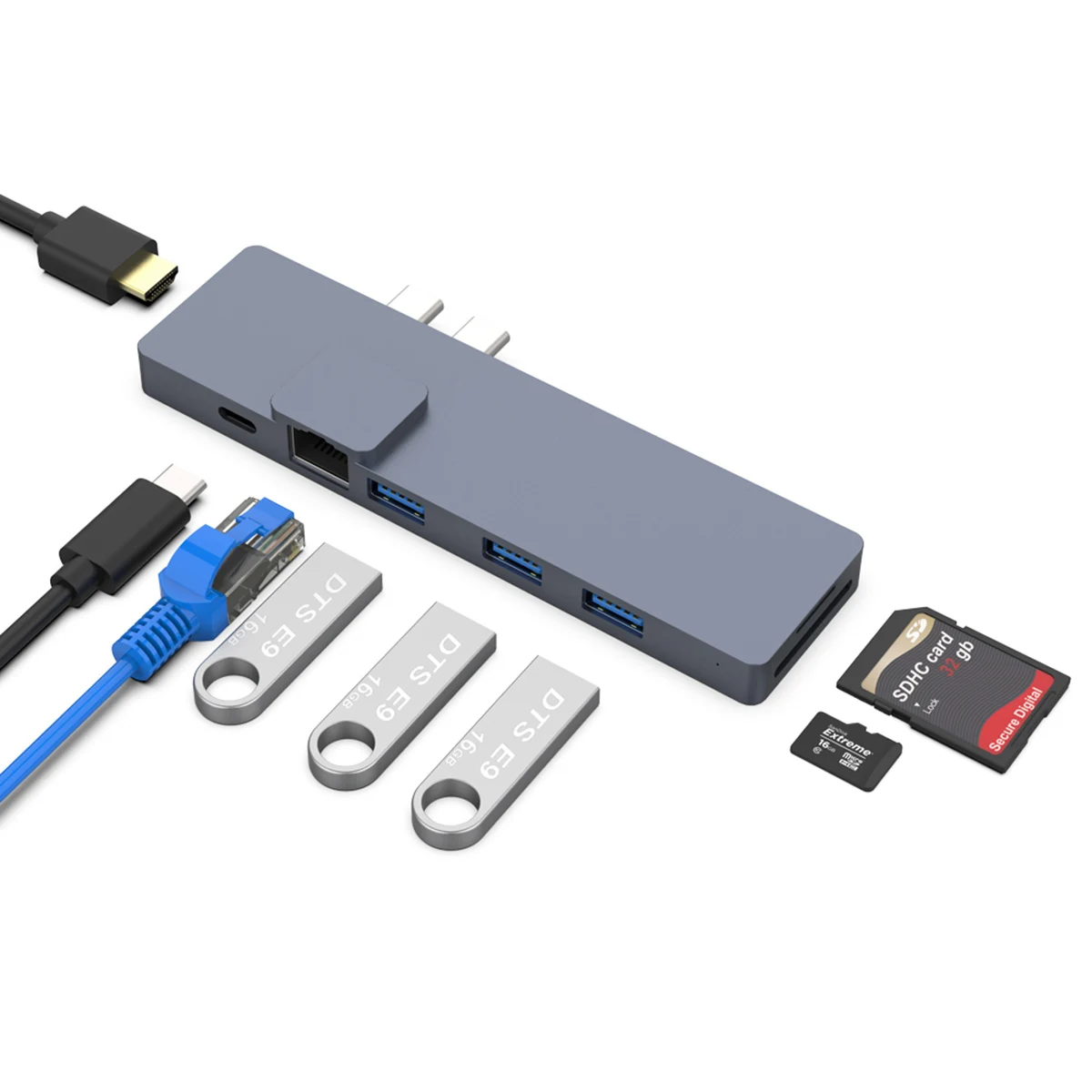 Dual Type-c HUB with Thunderbolt 3 USB3.0 SD/TF Card Reader 4K HD For MacBook Pro 2019 2018 2017 13" 15" 8 in 1 HUB
Dual Type-c HUB with Thunderbolt 3 USB3.0 SD/TF Card Reader 4K HD For MacBook Pro 2019 2018 2017 13" 15" 8 in 1 HUB