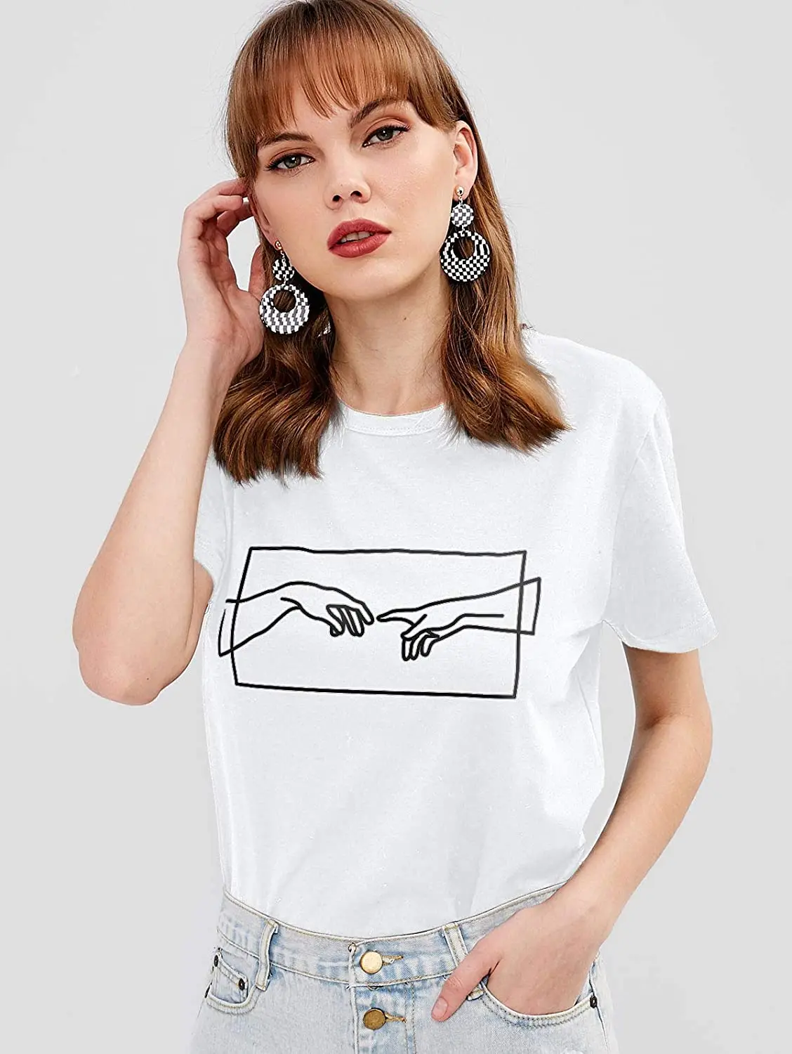 Womens T Shirt Hand Printed Graphic Tees Casual Short Sleeve Tops Hot Sales Summer Fashion Slim T-Shirt 2020 Round Neck Tshirt
Womens T Shirt Hand Printed Graphic Tees Casual Short Sleeve Tops Hot Sales Summer Fashion Slim T-Shirt 2020 Round Neck Tshirt