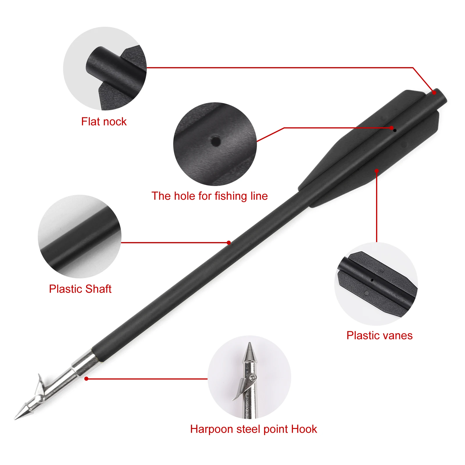 173mm 6/12PCS Barbed Fishing Bolts Plastic Shaft Fishing Xbow Bolt for Pistol Crossbow 50 to 130 Pounds Black
173mm 6/12PCS Barbed Fishing Bolts Plastic Shaft Fishing Xbow Bolt for Pistol Crossbow 50 to 130 Pounds Black