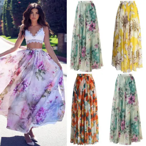 Women Floral Print Chiffon Long Skirt Ladies High Waist Floral Evening Party Maxi Skirts Summer Beach Wear Female Clothes 2020
Women Floral Print Chiffon Long Skirt Ladies High Waist Floral Evening Party Maxi Skirts Summer Beach Wear Female Clothes 2020