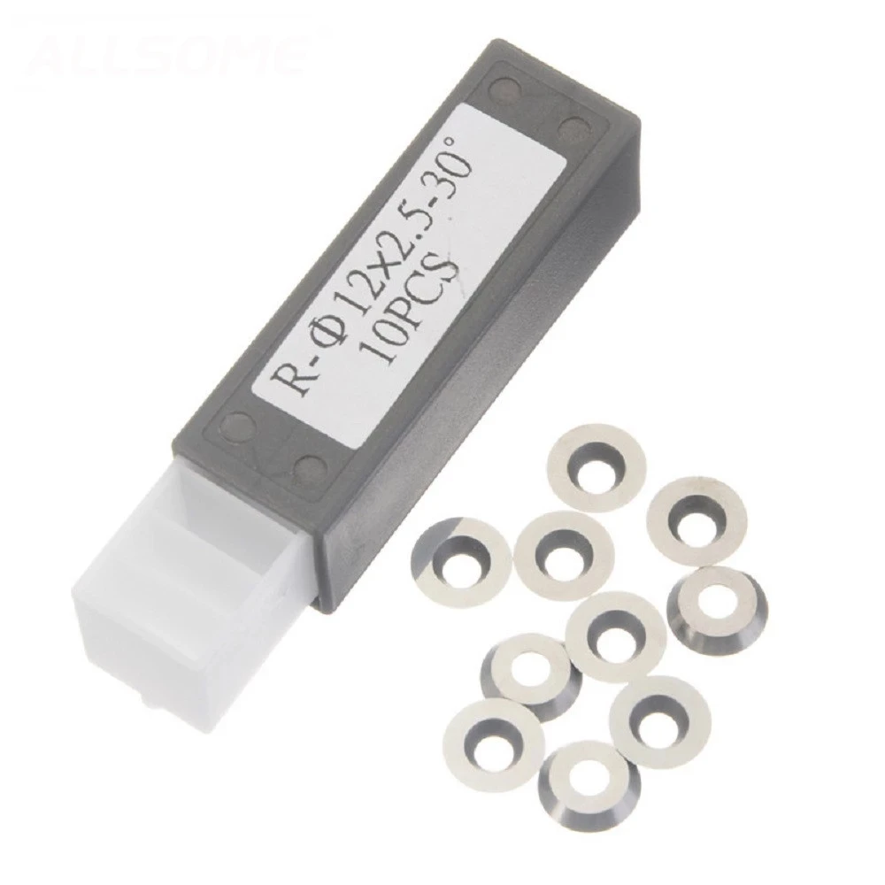 10Pcs 30 Degree Round Shape Carbide Inserts 2.5mm Cutter With Storage Box Turning Tool For Wood DIY work Processing 
10Pcs 30 Degree Round Shape Carbide Inserts 2.5mm Cutter With Storage Box Turning Tool For Wood DIY work Processing