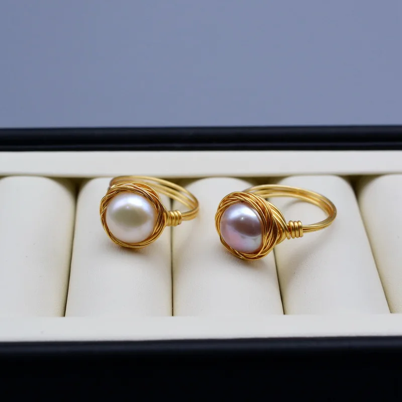 Fashion Girl Ring Natural Color Freshwater Pearl Gold Ring Handmade Gold Wire Braided Pearl Ring Girl Gift Recommendation
Fashion Girl Ring Natural Color Freshwater Pearl Gold Ring Handmade Gold Wire Braided Pearl Ring Girl Gift Recommendation