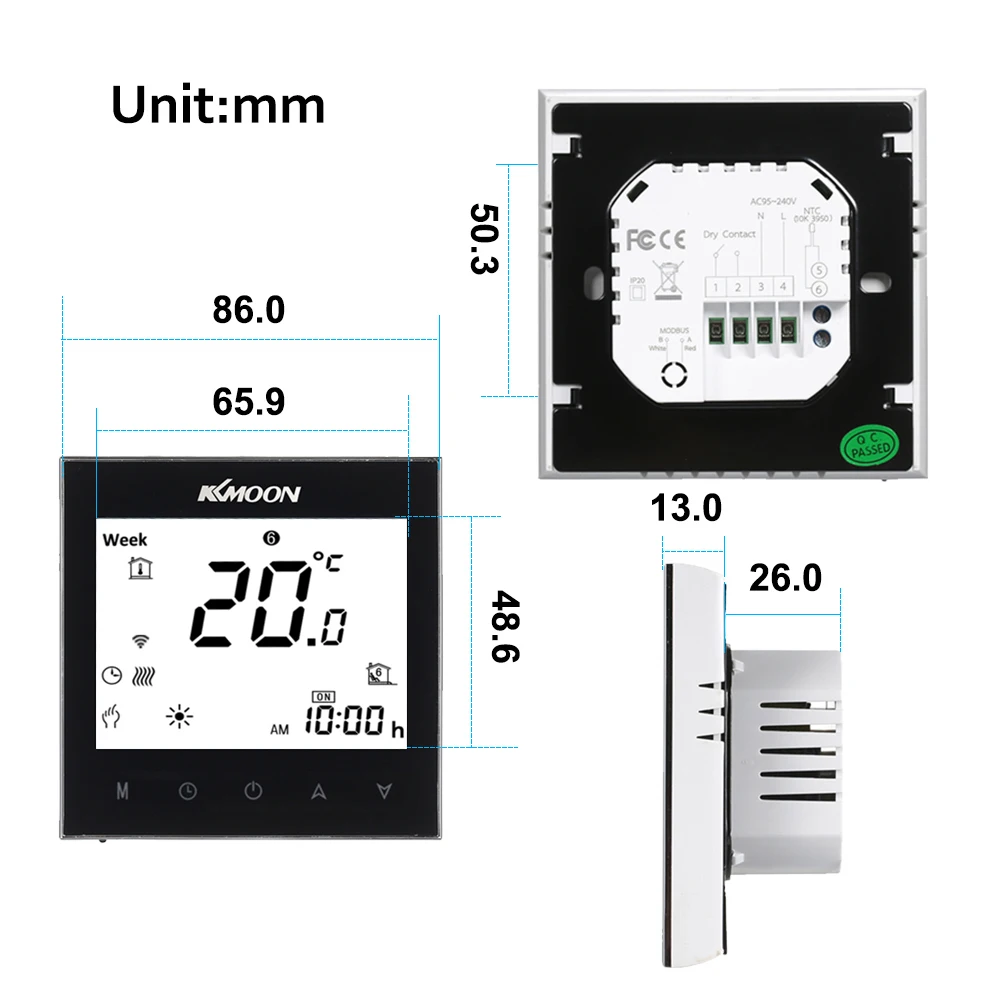KKmoon WiFi Smart Thermostat Digital Water/Gas Boiler Heating Thermostat with WiFi Connection & Voice Control Touchscreen
KKmoon WiFi Smart Thermostat Digital Water/Gas Boiler Heating Thermostat with WiFi Connection & Voice Control Touchscreen