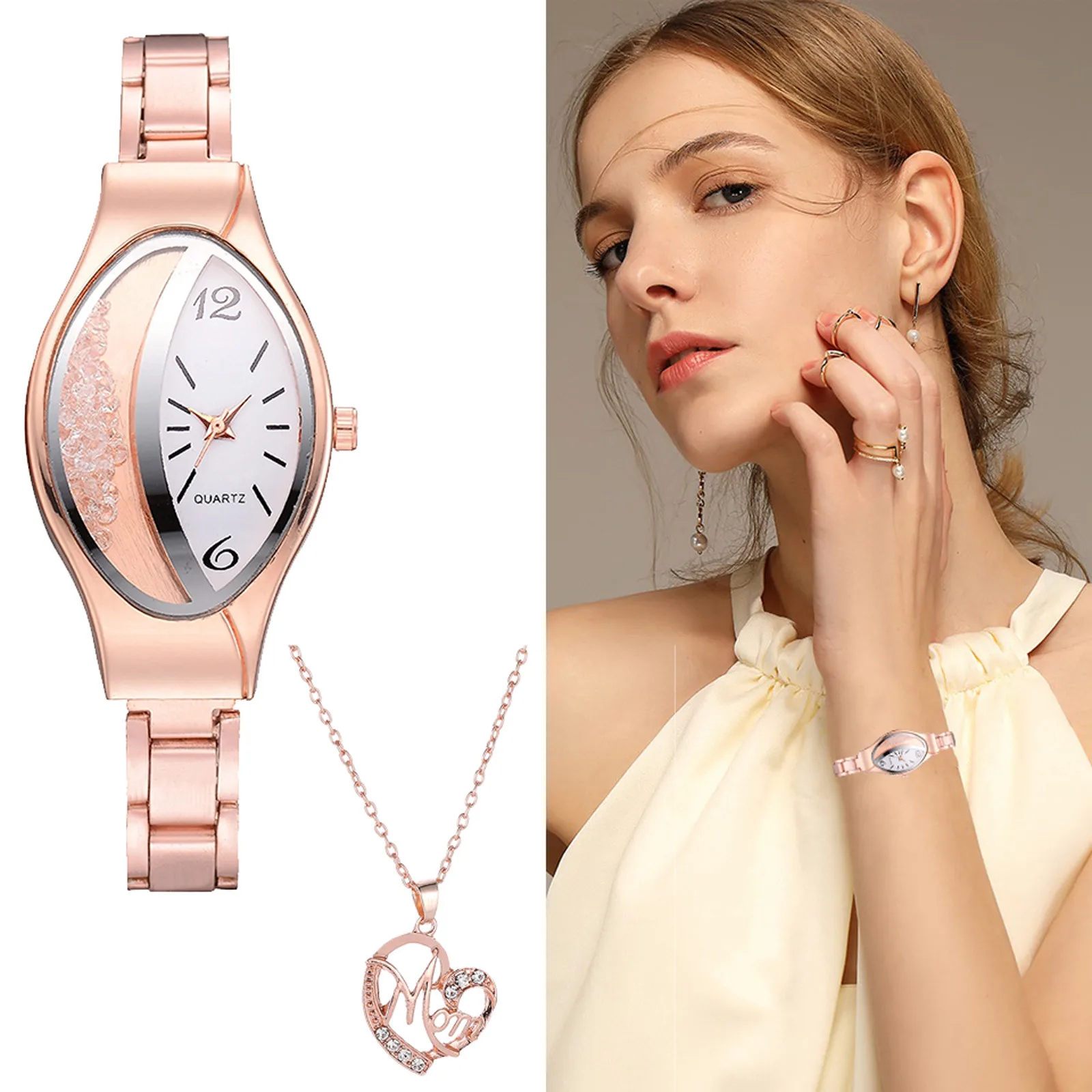 elegant Unique diamond design Business Casual Quartz Watch With Necklace Ladies Jewelry Gift Combination relógios femininos
elegant Unique diamond design Business Casual Quartz Watch With Necklace Ladies Jewelry Gift Combination relógios femininos