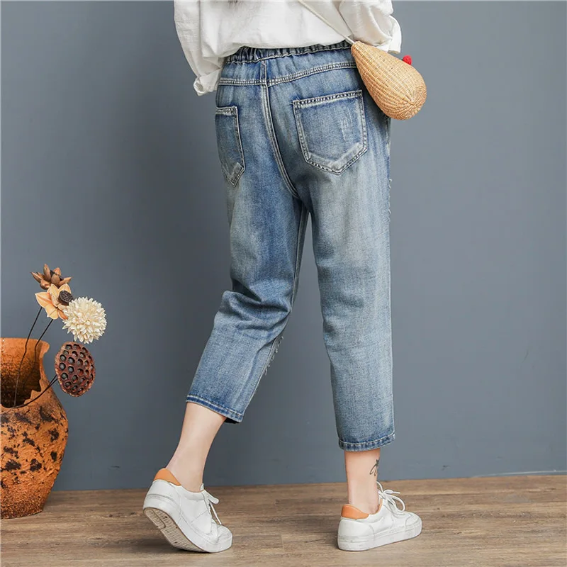 Jeans for Women Fashion Casual Loose Light Blue Drawstring Elastic Waist Denim Harem Pants Baggy Mom Jeans
Jeans for Women Fashion Casual Loose Light Blue Drawstring Elastic Waist Denim Harem Pants Baggy Mom Jeans