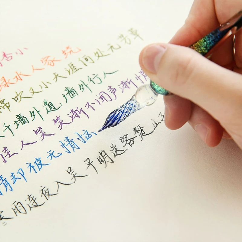 Glass Dip Pen Ink Calligraphy Pens Set for Beginners Rainbow Crystal Pen with 12 Colorful Ink for Art Writing Drawing HCCY
Glass Dip Pen Ink Calligraphy Pens Set for Beginners Rainbow Crystal Pen with 12 Colorful Ink for Art Writing Drawing HCCY