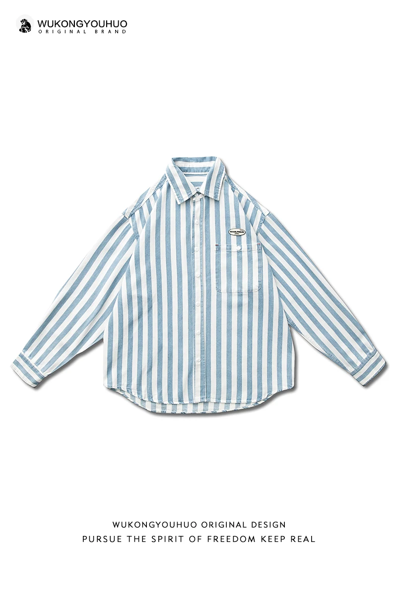 Japanese Retro Striped Shirts Blue White Long Sleeved Shirt Mens Street Fashion Loose Couple Casual Erkek Giyim Clothing EB50CS
Japanese Retro Striped Shirts Blue White Long Sleeved Shirt Mens Street Fashion Loose Couple Casual Erkek Giyim Clothing EB50CS