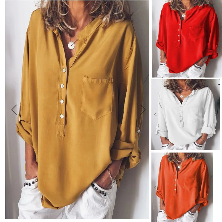 Plus Size Blouse Women 2020 Solid Colr V Neck Long Sleeve Loose Women Tops Autumn Solid Color Blusas Mujer De Moda 2020 Verano
Plus Size Blouse Women 2020 Solid Colr V Neck Long Sleeve Loose Women Tops Autumn Solid Color Blusas Mujer De Moda 2020 Verano