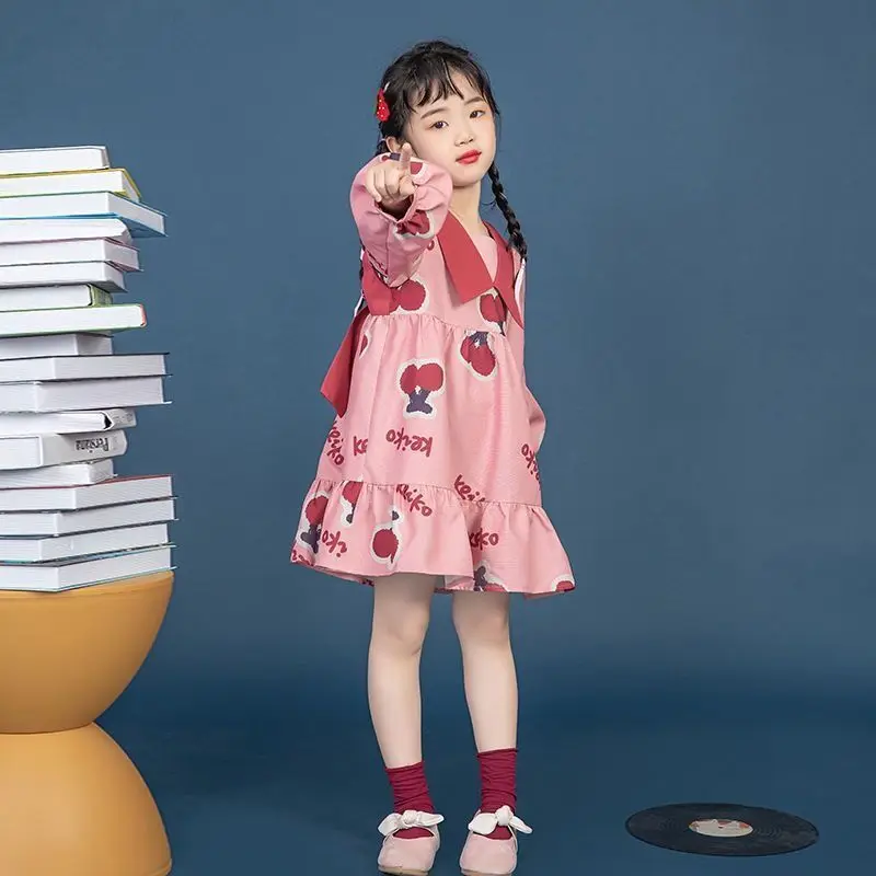 Cherry Pattern V-Neck Girls Dresses 3-15 Years Old Children's Clothing New Korean Summer Kids Clothes Princess Dress for Girl 
Cherry Pattern V-Neck Girls Dresses 3-15 Years Old Children's Clothing New Korean Summer Kids Clothes Princess Dress for Girl