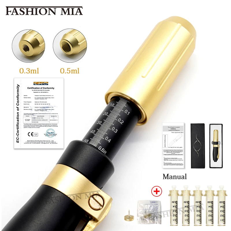 

0.3ml Painless Hyaluronic Pen Hyaluron Acid Injection Metal High Pressure Atomizer Lip Filler for Anti-aging and Skin Nursing