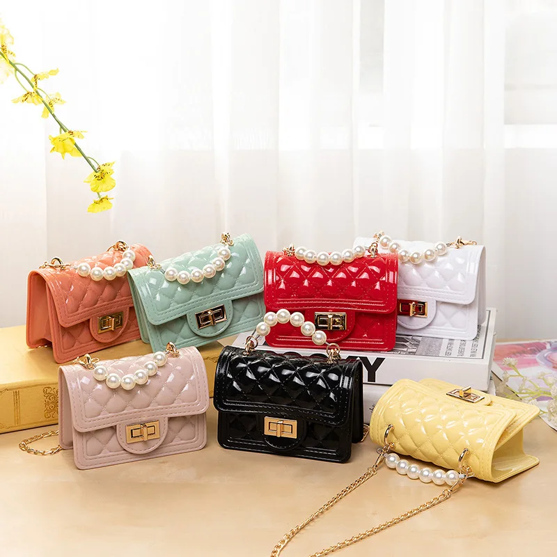 Shoulder Bags Wholesale Price Chain Plaid PVC Jelly Purses Colorful Transparent Small Handbags Crossbody Mini For Women | Багаж и сумки