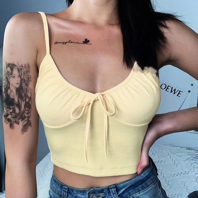 New Sweet Harajuku Style Bow Camisole Top Women Tank Top 2020 Summer Fashion Pleated Top Vest Basic Low Cut Home Wear Female
New Sweet Harajuku Style Bow Camisole Top Women Tank Top 2020 Summer Fashion Pleated Top Vest Basic Low Cut Home Wear Female