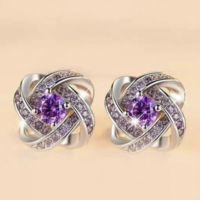 New Hot Sale Jewelry White Purple Zircon Ladies Temperament Cross Chinese Knot Earrings Jewelry Whole Sale
New Hot Sale Jewelry White Purple Zircon Ladies Temperament Cross Chinese Knot Earrings Jewelry Whole Sale