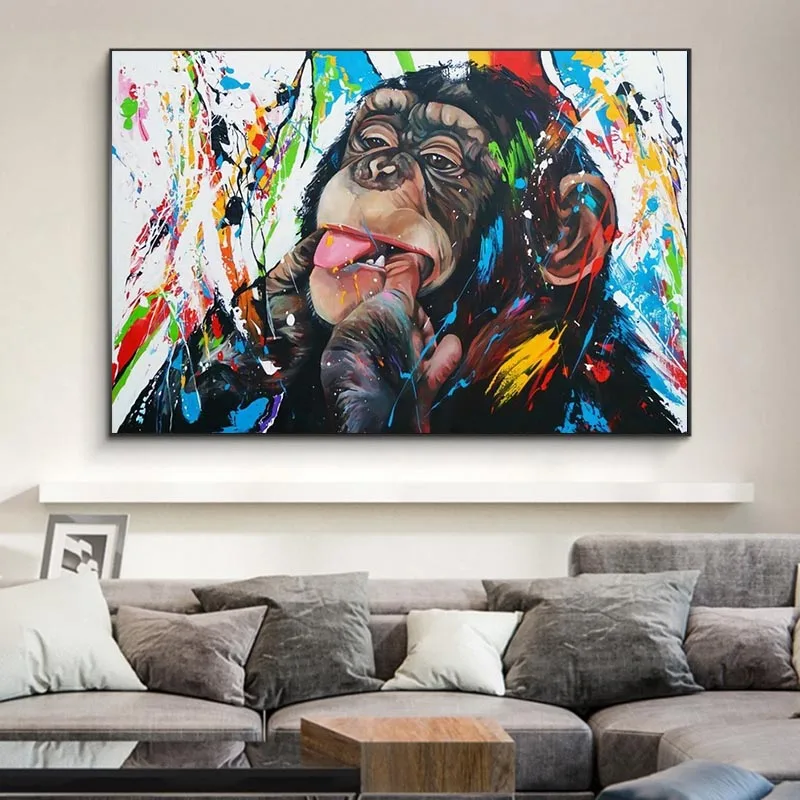 Abstract Graffiti Monkey Make Faces Canvas Painting Posters And Prints Funny Gorilla Wall Art Picture For Living Room Decoration
Abstract Graffiti Monkey Make Faces Canvas Painting Posters And Prints Funny Gorilla Wall Art Picture For Living Room Decoration