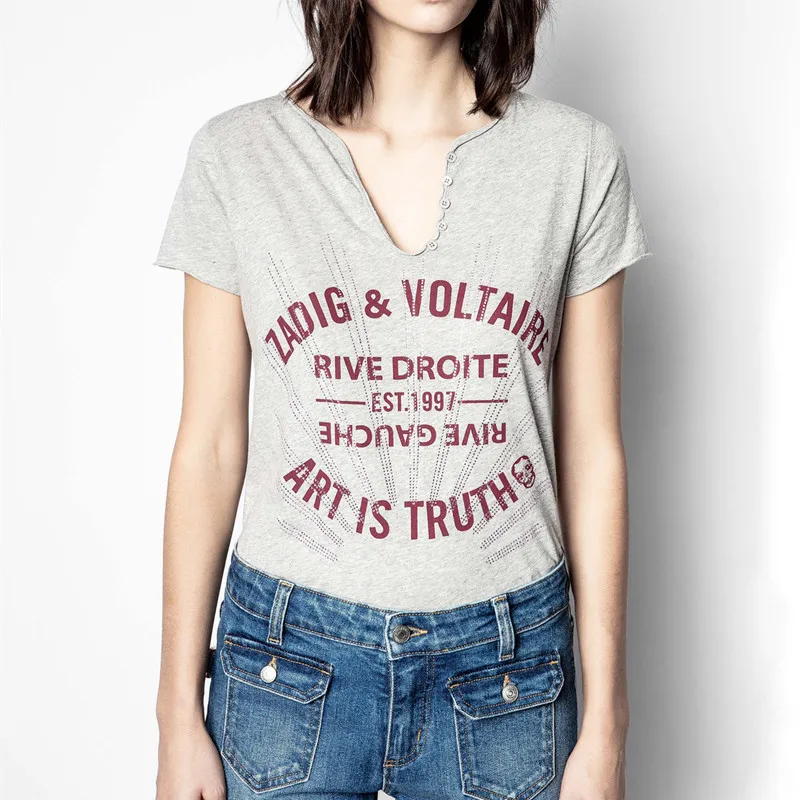 Women Cotton Summer t Shirt 2021 New Hot Diamond Tee Tops V-Neck with Buttons Female T-Shirts
Women Cotton Summer t Shirt 2021 New Hot Diamond Tee Tops V-Neck with Buttons Female T-Shirts