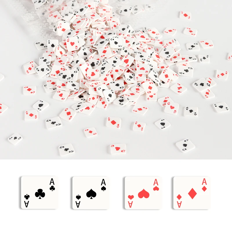 

10g Poker Card Polymer Clay Heart Spades Slice For Nail Art Decorations France Charms Polish Manicure Nails Accessories RK140143