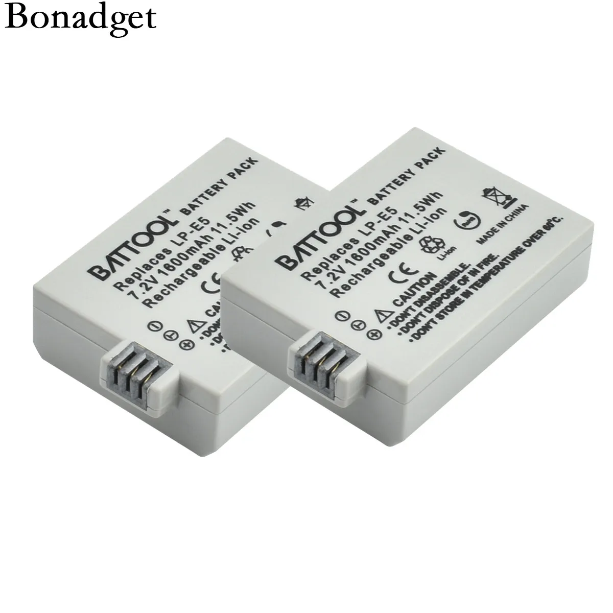 Аккумулятор Bonadget 7 2 V 1600mAh LP E5 LPE5 для камеры Canon EOS Rebel XS T1i XSi 1000D 500D 450D|Цифровые