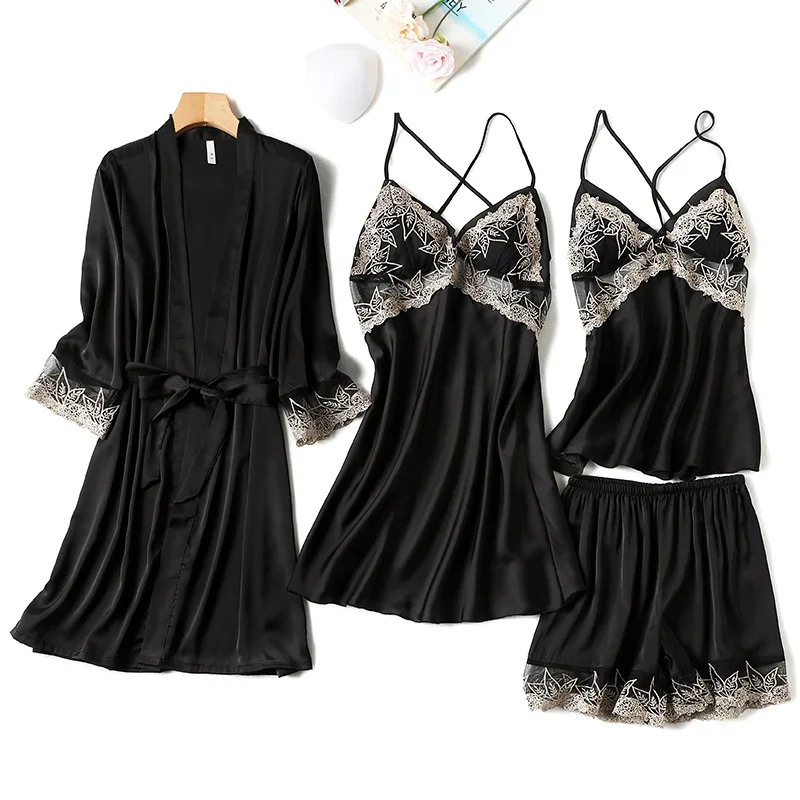 Autumn New WOMEN Lace Home Clothing Intimate Lingerie 4PCS White Pajamas Suit Long Sleeve Spring Casual Nightwear Sleep Set
Autumn New WOMEN Lace Home Clothing Intimate Lingerie 4PCS White Pajamas Suit Long Sleeve Spring Casual Nightwear Sleep Set
